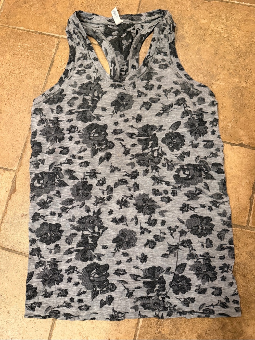 Athleta Gray Floral Racerback Tank